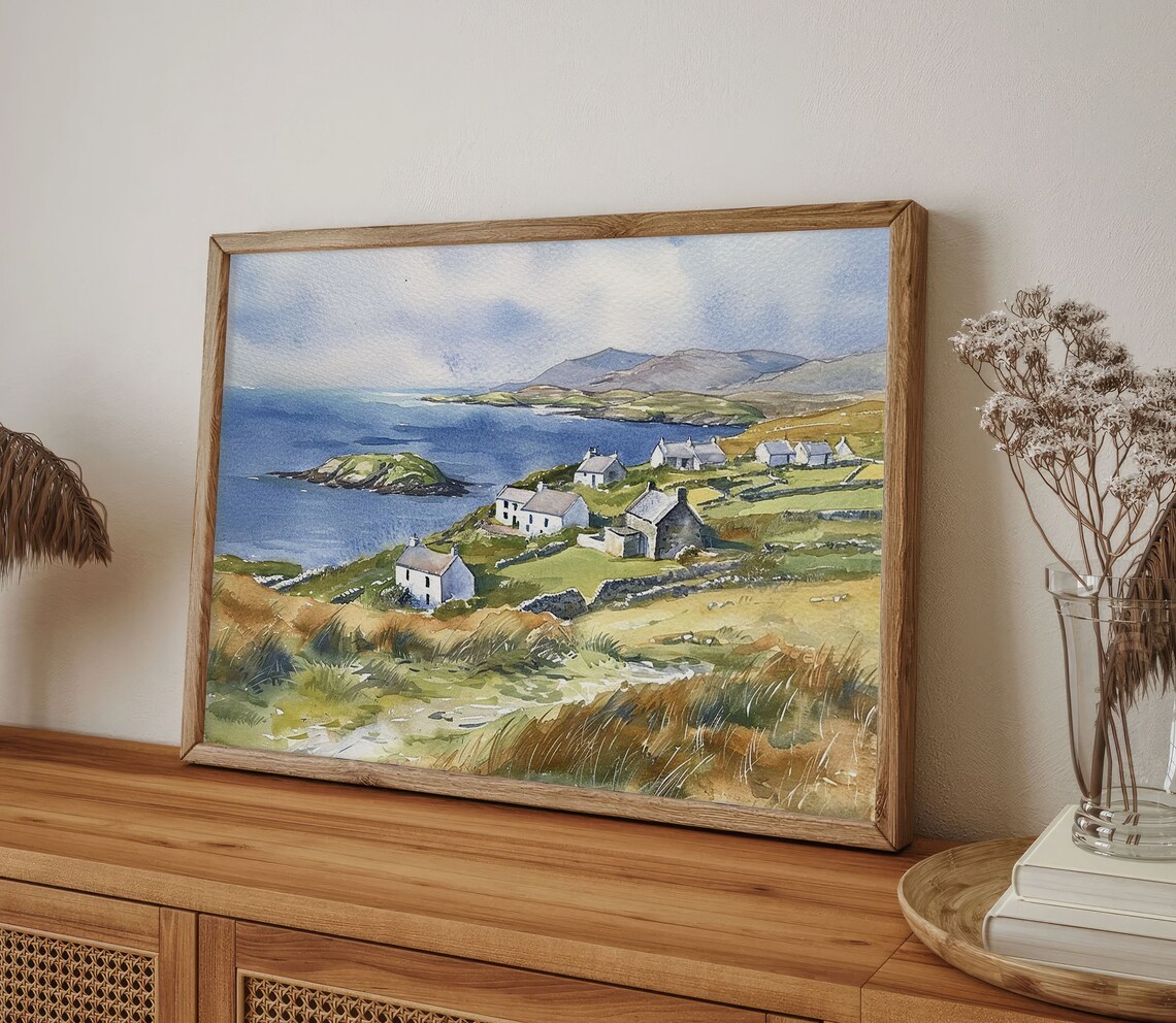 Ring Of Kerry Watercolor Art Print, Ireland Seascape - Image 5