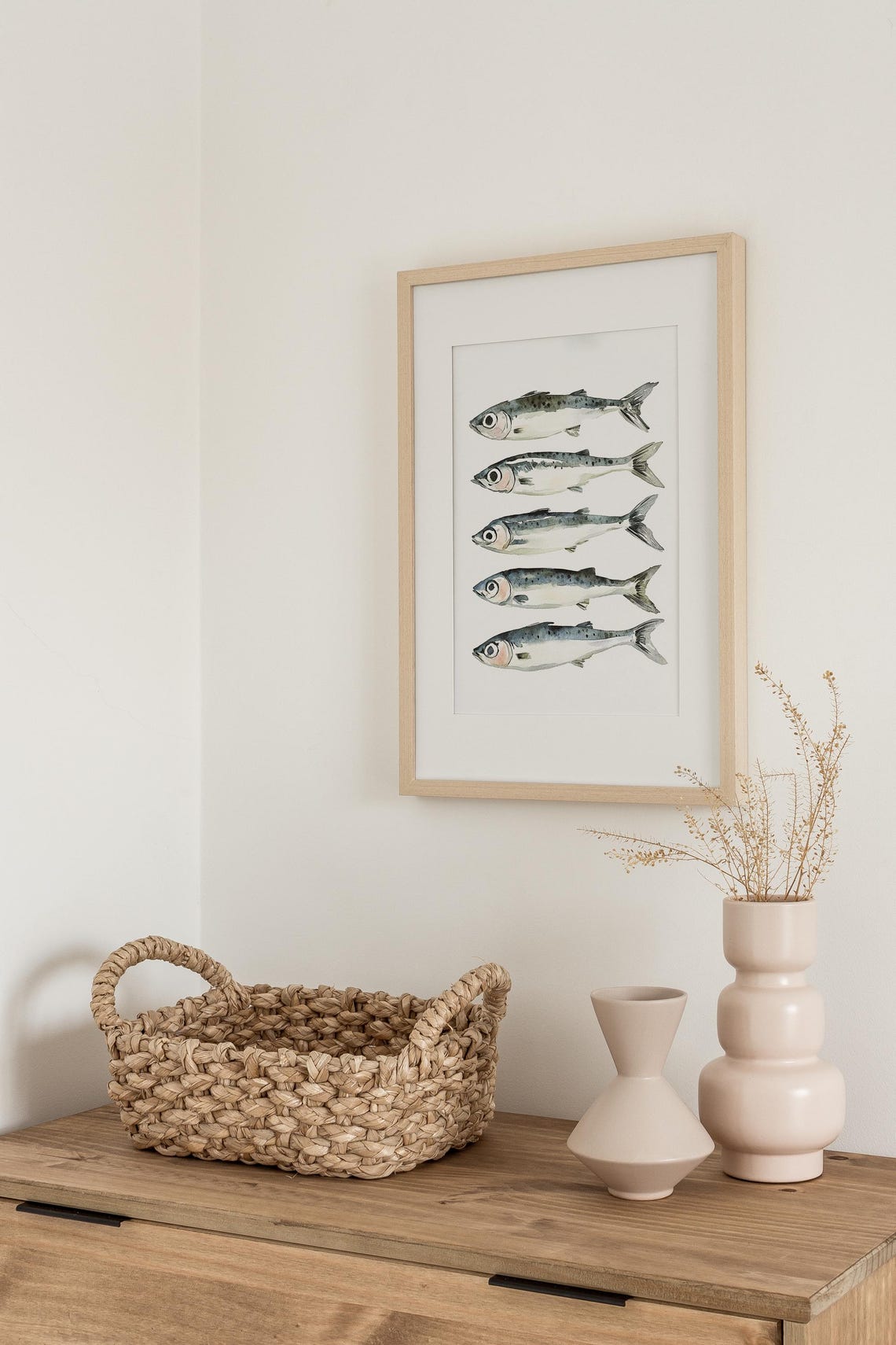 Sardine Fish Row Watercolor Kitchen Seafood Art Coastal Poster - Image 3