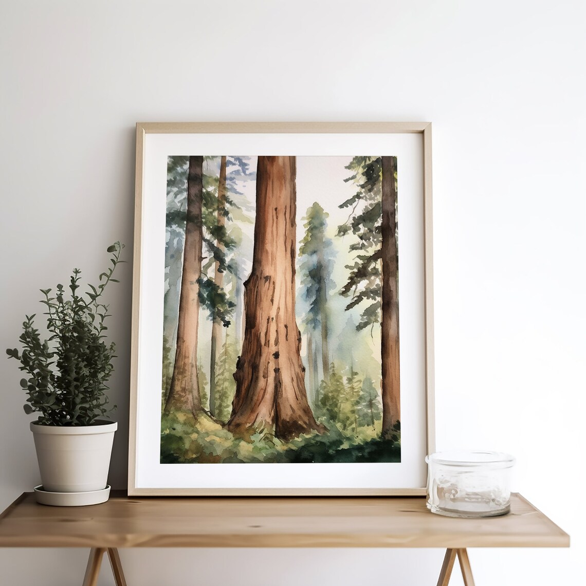 Sequoia Trees Watercolor Art Print, California Forest - Image 5