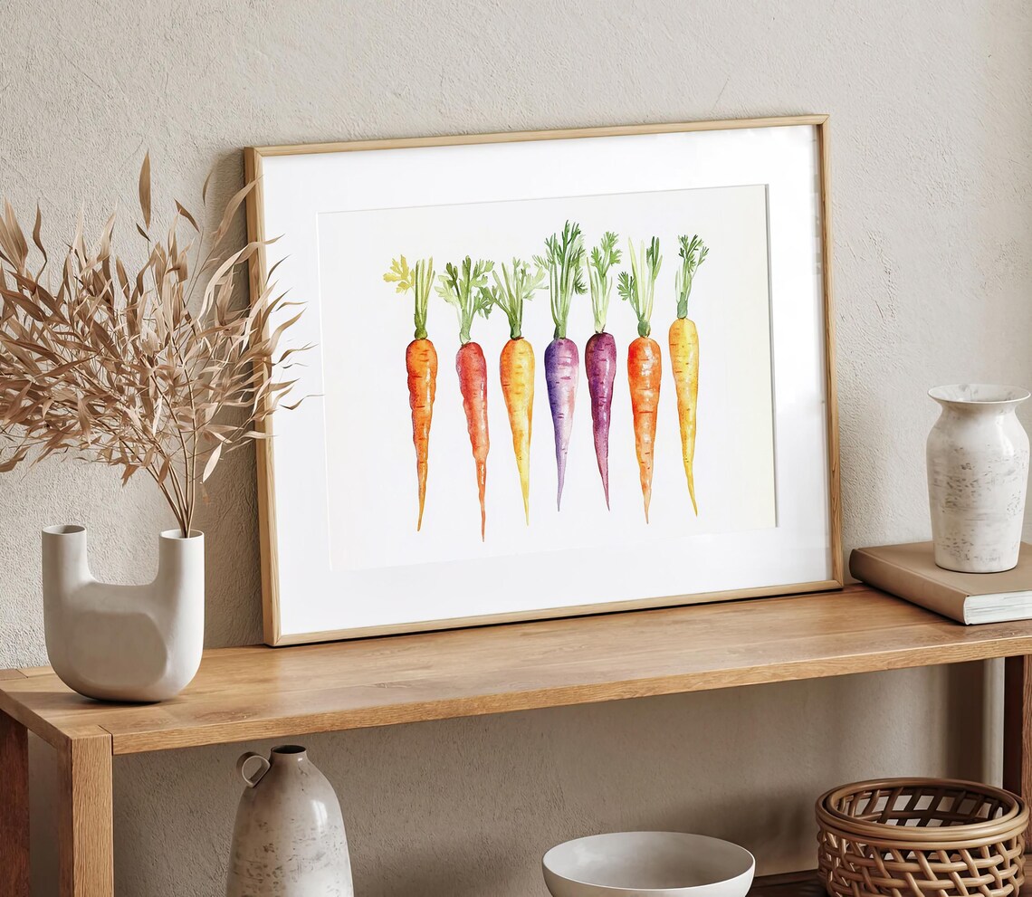 Carrot Watercolor Print, Kitchen Wall Decor - Image 2