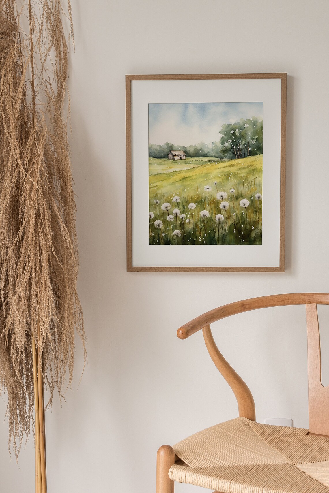 Dandelion Watercolor Painting, Summer Landscape Art Print - Image 5