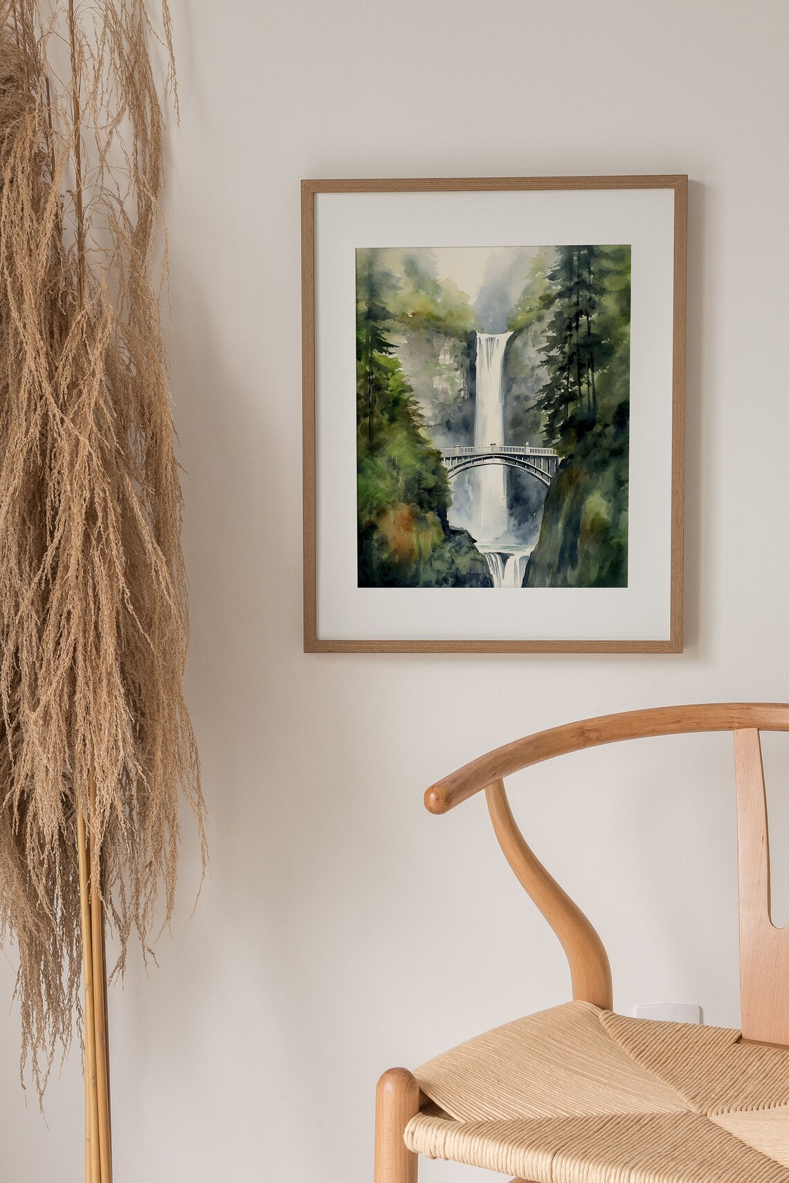 Multnomah Falls Painting Forest Waterfall Art Print - Image 5