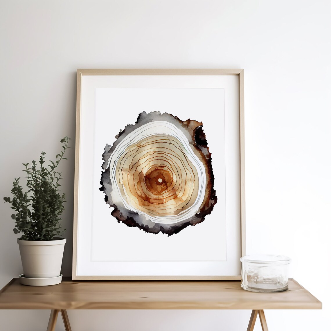Sequoia Tree Ring Woodcut Poster, Neutral Cabin Decor - Image 3