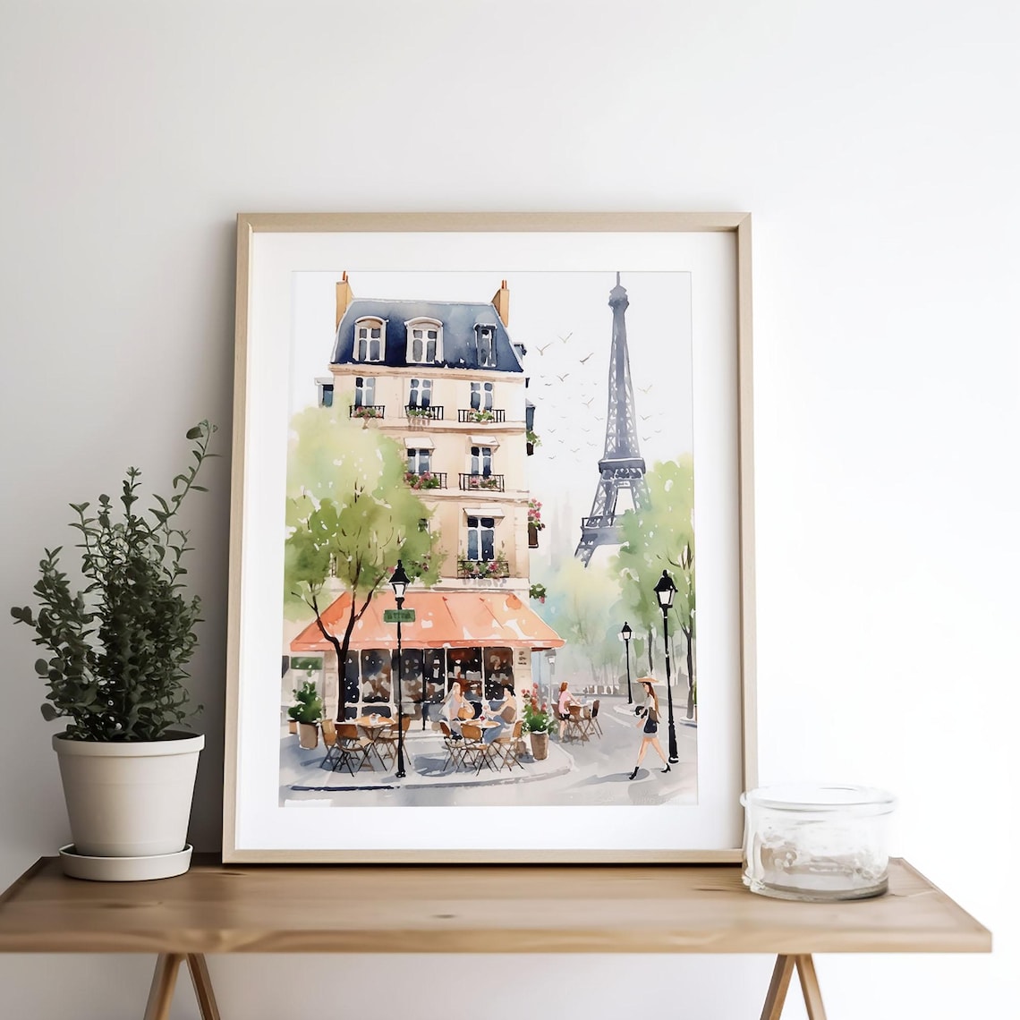 Paris Eiffel Tower Watercolor Art Print, Parisian Scene - Image 5