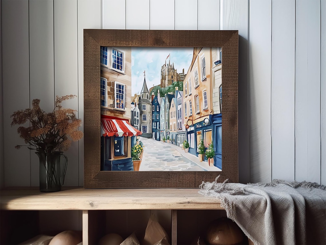 Bow Street Edinburgh Watercolor Art Print, Scotland - Image 2