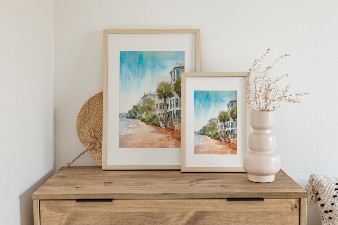 The Battery Charleston Watercolor Travel Poster - Image 3