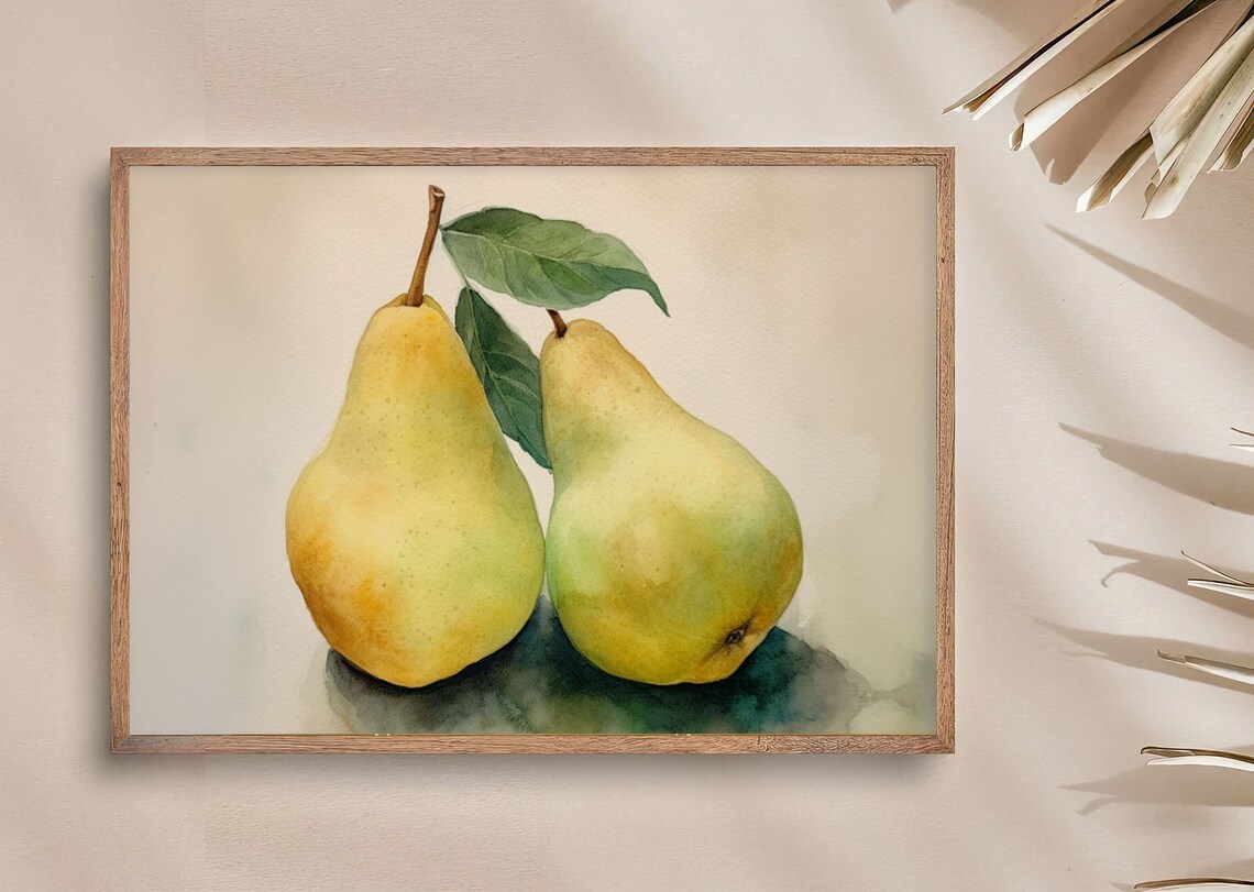 Pear Painting Watercolor Art Print, Farmhouse Kitchen Decor - Image 2