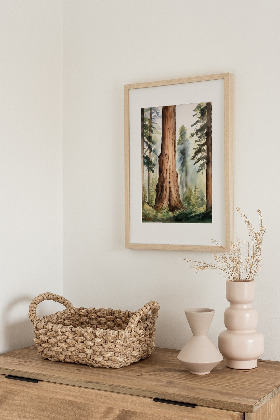 Sequoia Trees Watercolor Art Print, California Forest - Image 4