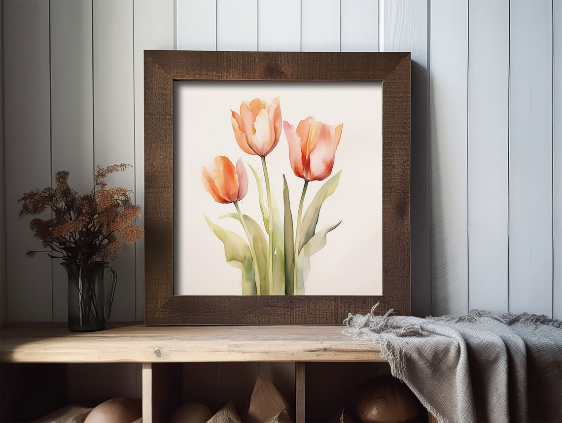 Tulip Painting Watercolor Art Print, Spring Flowers - Image 3