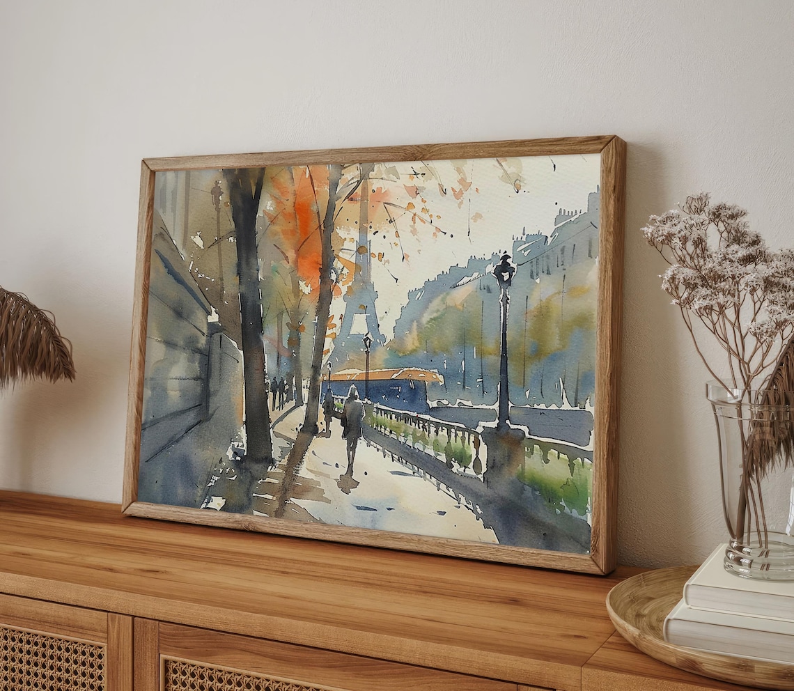 Paris Watercolor Art Print, Eiffel Tower Cityscape - Image 5