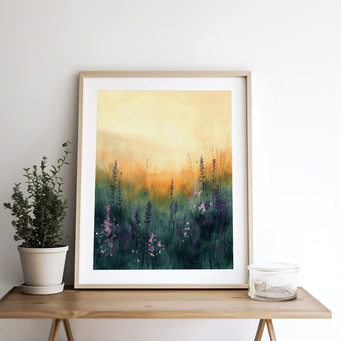 Meadow Sunset Watercolor Art Print, Rustic Floral - Image 5