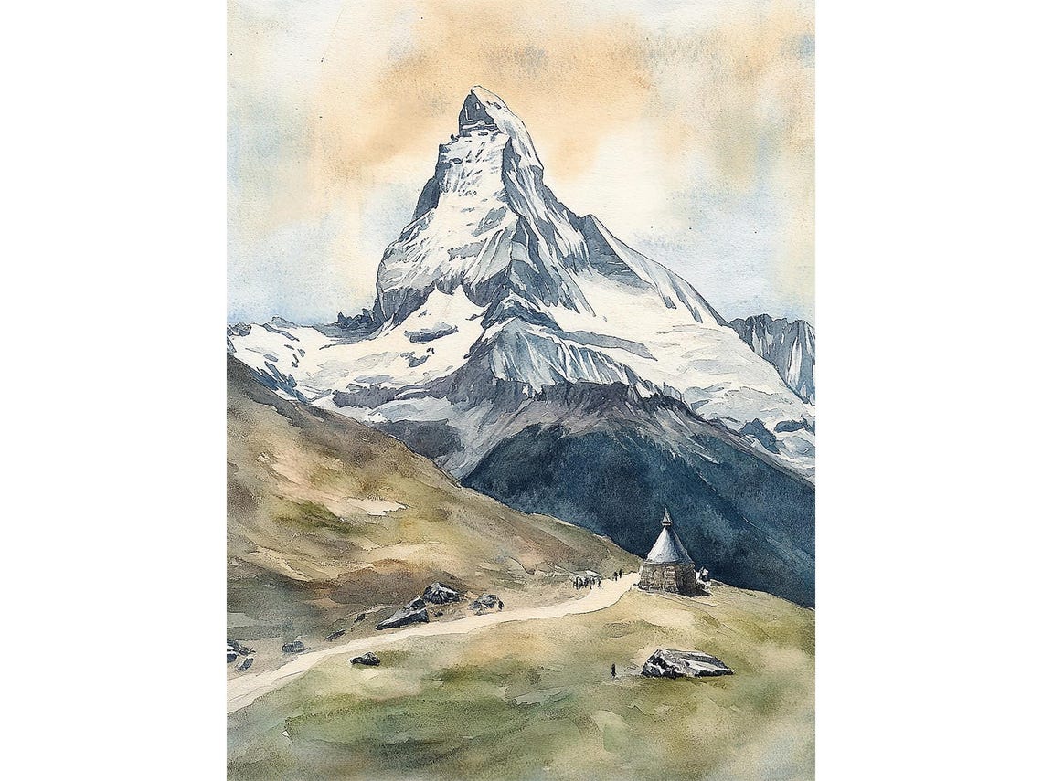 Iconic Snowcapped Matterhorn Peak Above Green Alpine Meadows Poster