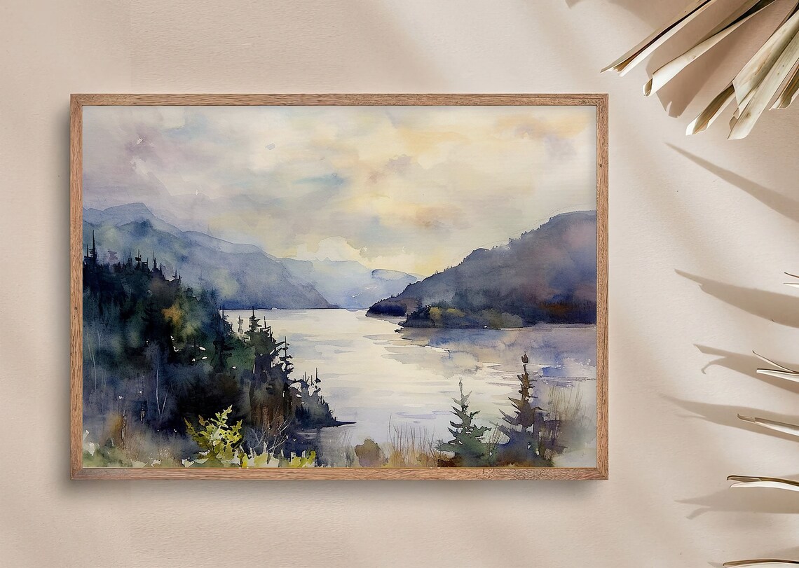 Hood River Columbia Gorge Watercolor Art Print - Image 3