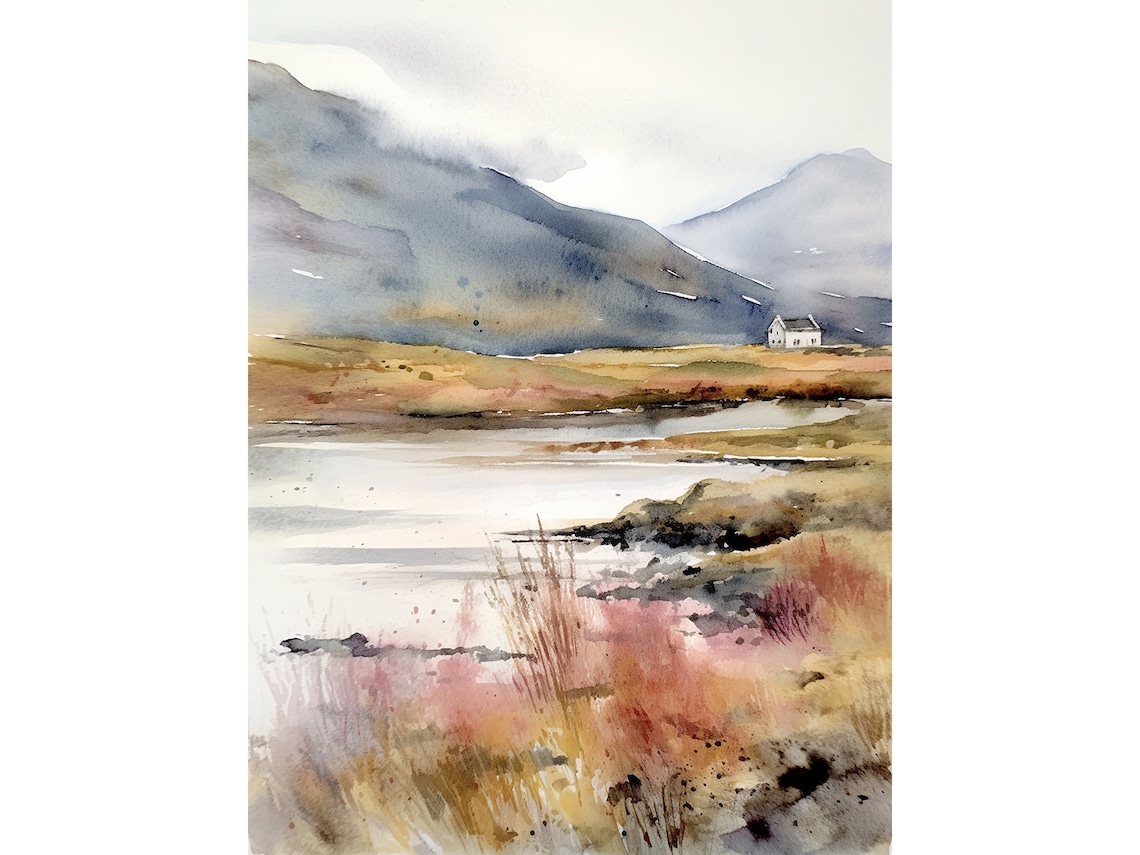 Glencoe Scotland Watercolor Landscape Art Print