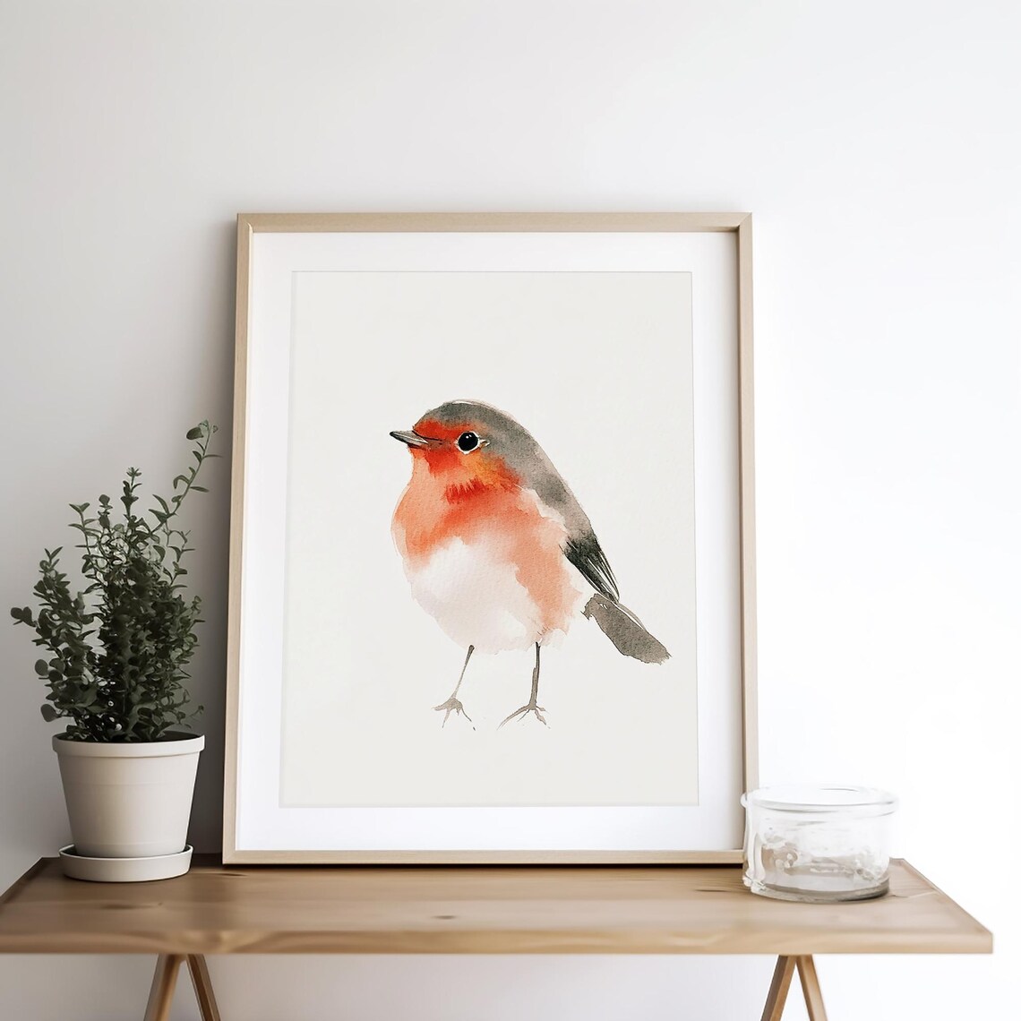 Robin Bird Minimalist Art Print, Rustic Wall Decor - Image 4