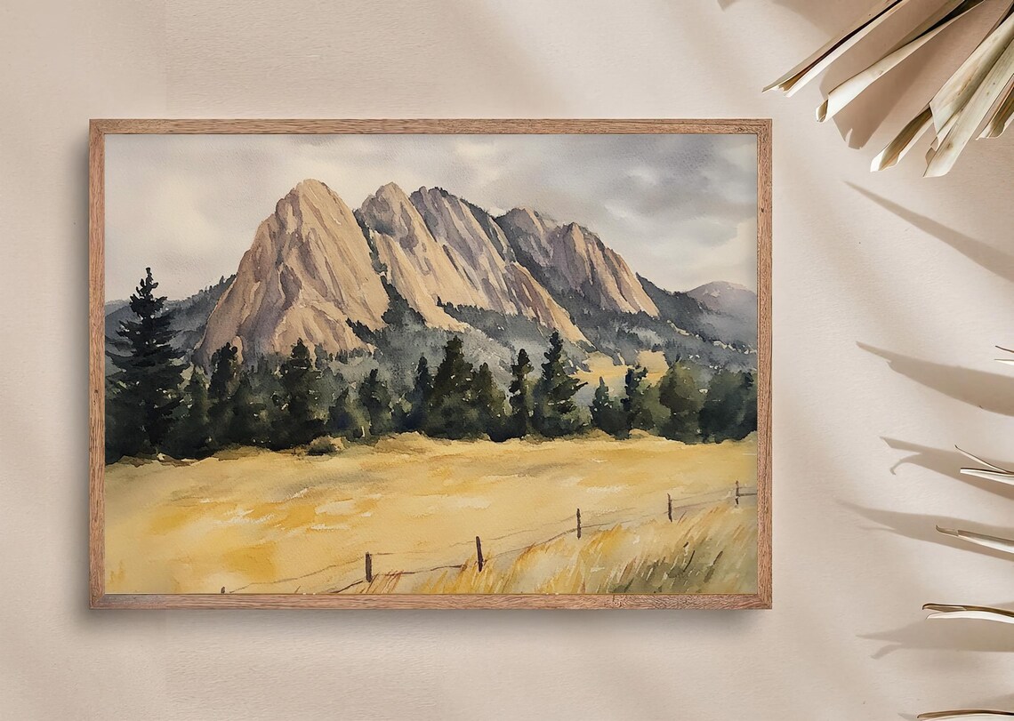 Flatirons Boulder Colorado Watercolor Art Print - Image 3