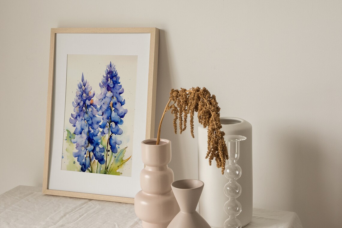 Bluebonnet Watercolor Painting, Texas Wildflowers Art Print - Image 4