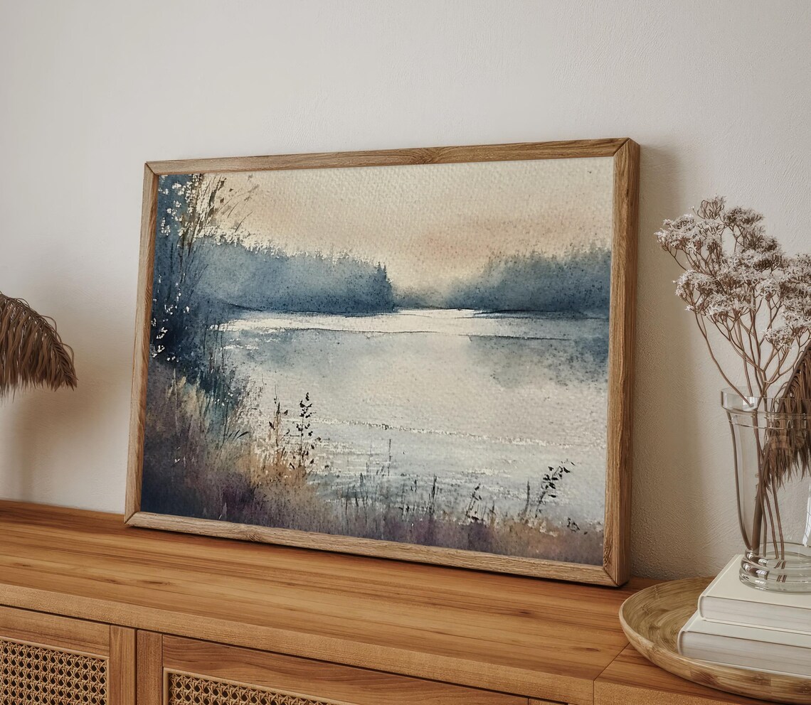 Baker River Watercolor Landscape Art Print, Washington - Image 4