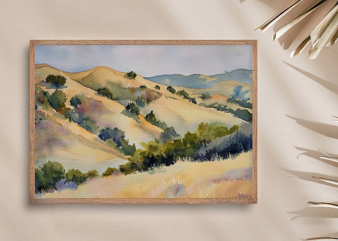 California Hills, San Luis Obispo Watercolor Art Print - Image 4