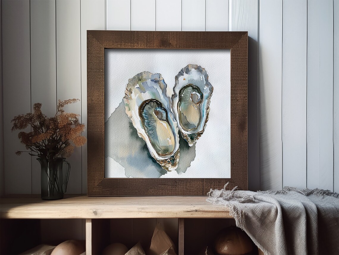 Oyster Painting, Coastal Watercolor Art Print - Image 2