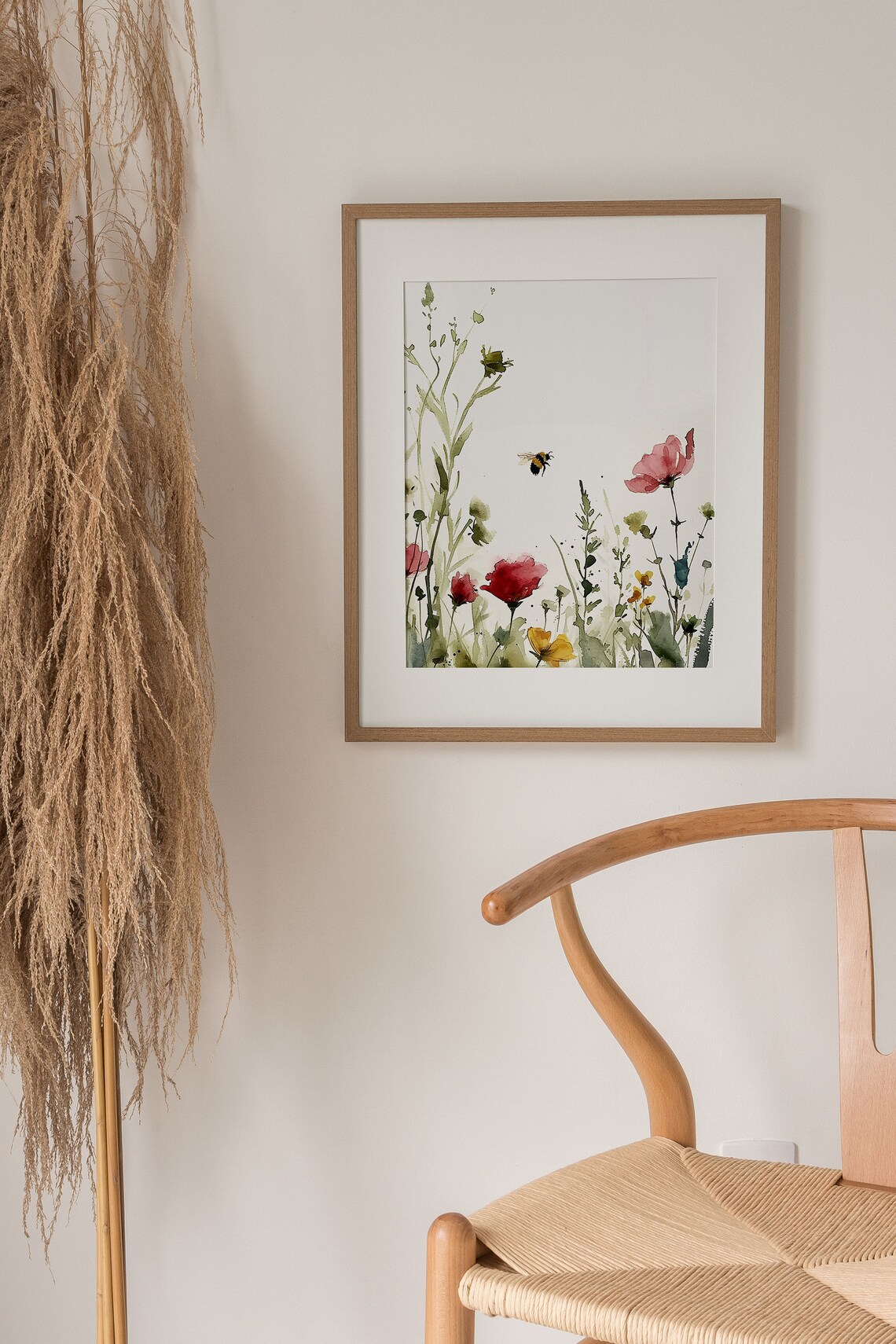 Meadow Bee Watercolor Art Print, Abstract Landscape - Image 3