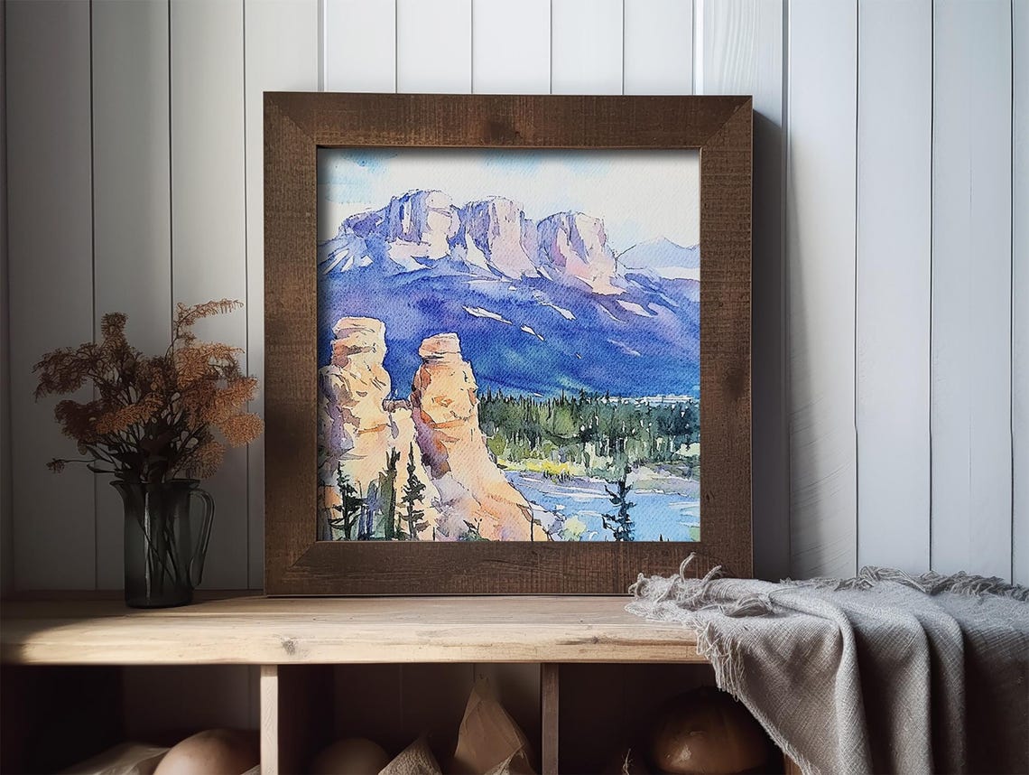 Red Rock Hoodoos Desert Canyon Pillars Mountain Watercolor Poster - Image 2