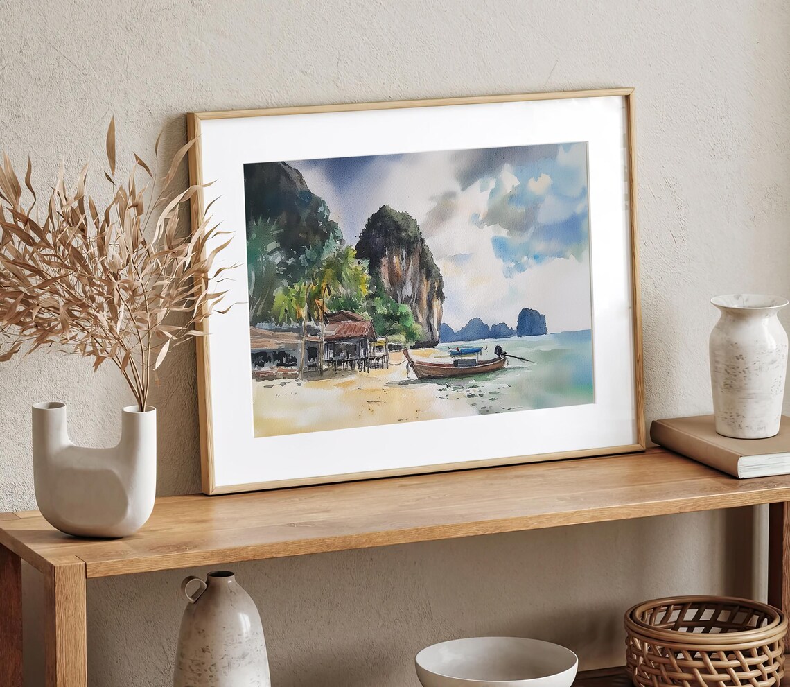 Phi Phi Island Watercolor Travel Poster, Tropical Beach - Image 2