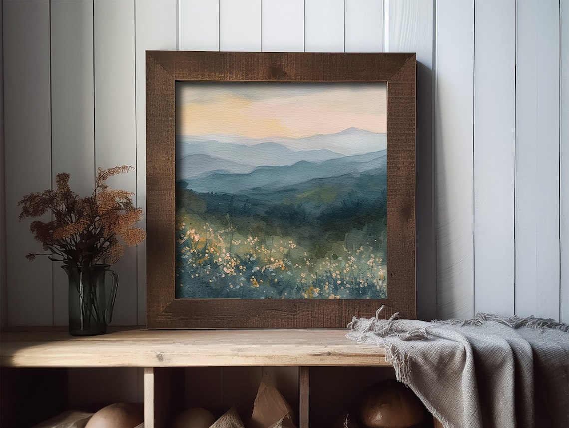Smoky Mountains Spring Flowers Watercolor Art Print - Image 2
