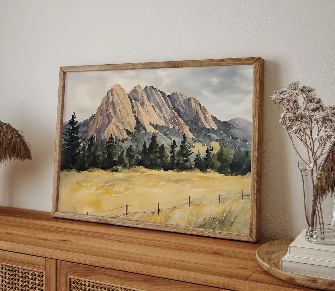 Flatirons Boulder Colorado Watercolor Art Print - Image 4