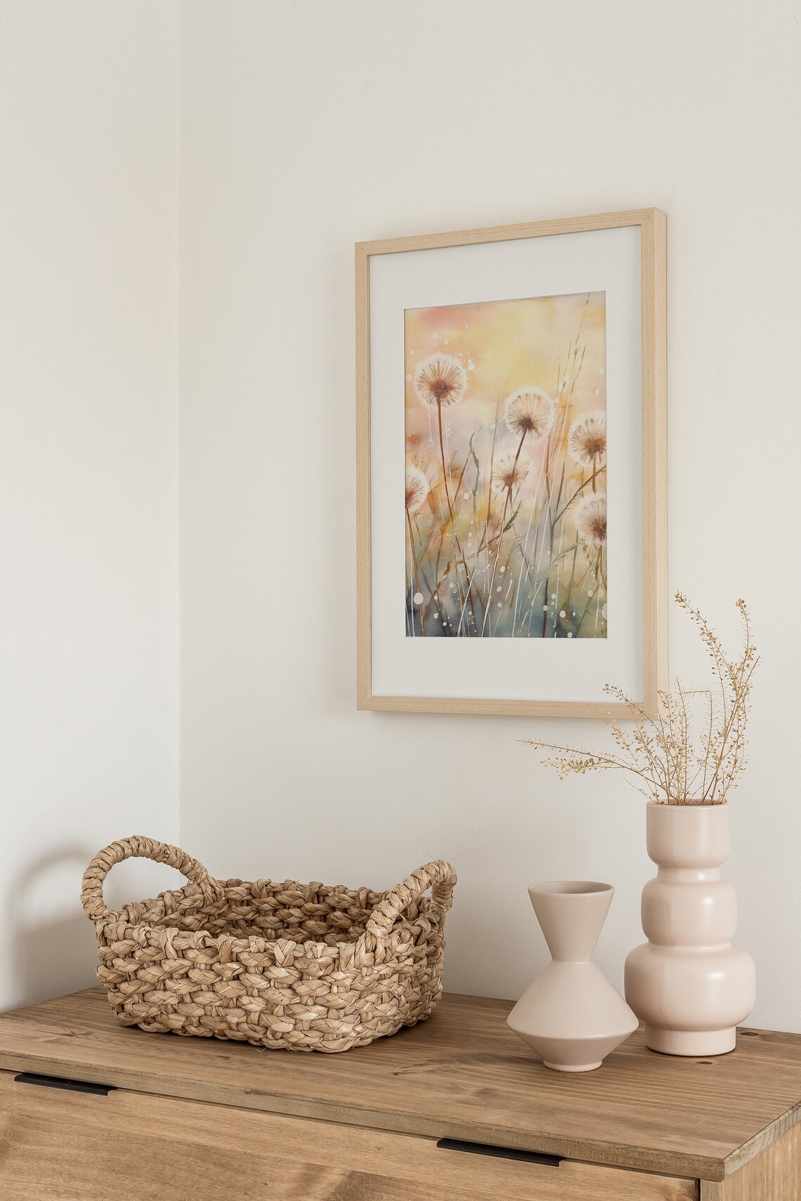 Dandelion Art Print, Floral Watercolor Meadow - Image 2
