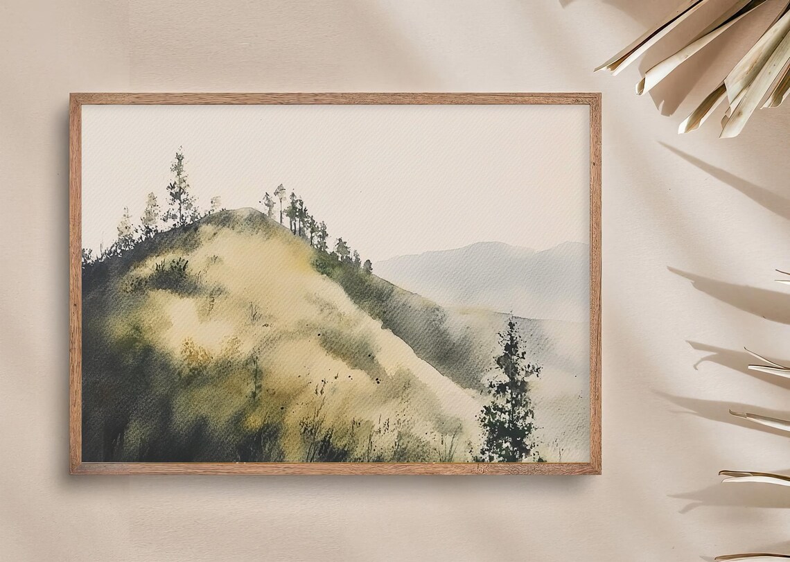 Humboldt County Watercolor Hillside Landscape Art Print - Image 3