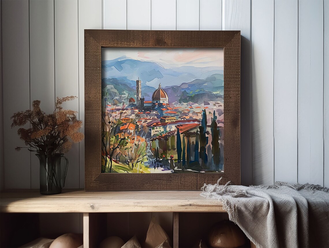 Florence Watercolor Art Print, Italian Skyline - Image 2