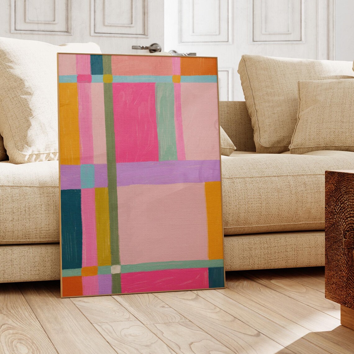 Colorful Grid Painting Abstract Geometric Art Print