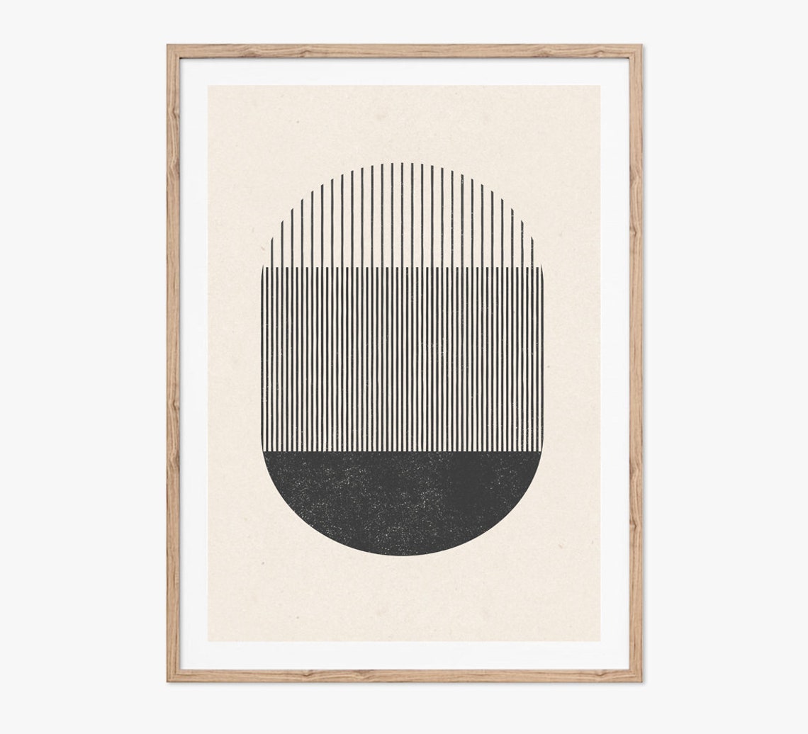 Mid Century Style Woodblock Print A Play With Geometric Forms And Lines Instantly And Print From Home