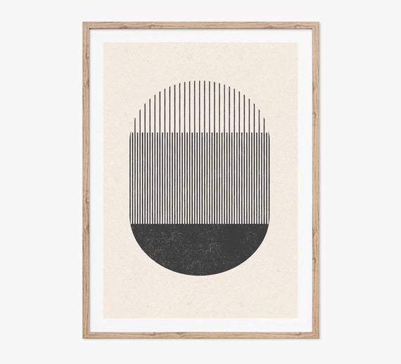 Mid Century Style Woodblock Print A Play With Geometric Forms And Lines Instantly And Print From Home