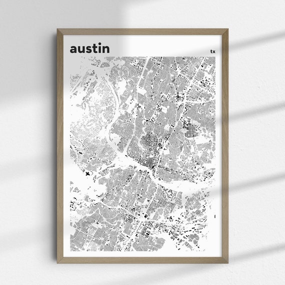 Austin Map Print Texas Usa Street City Retro Instant