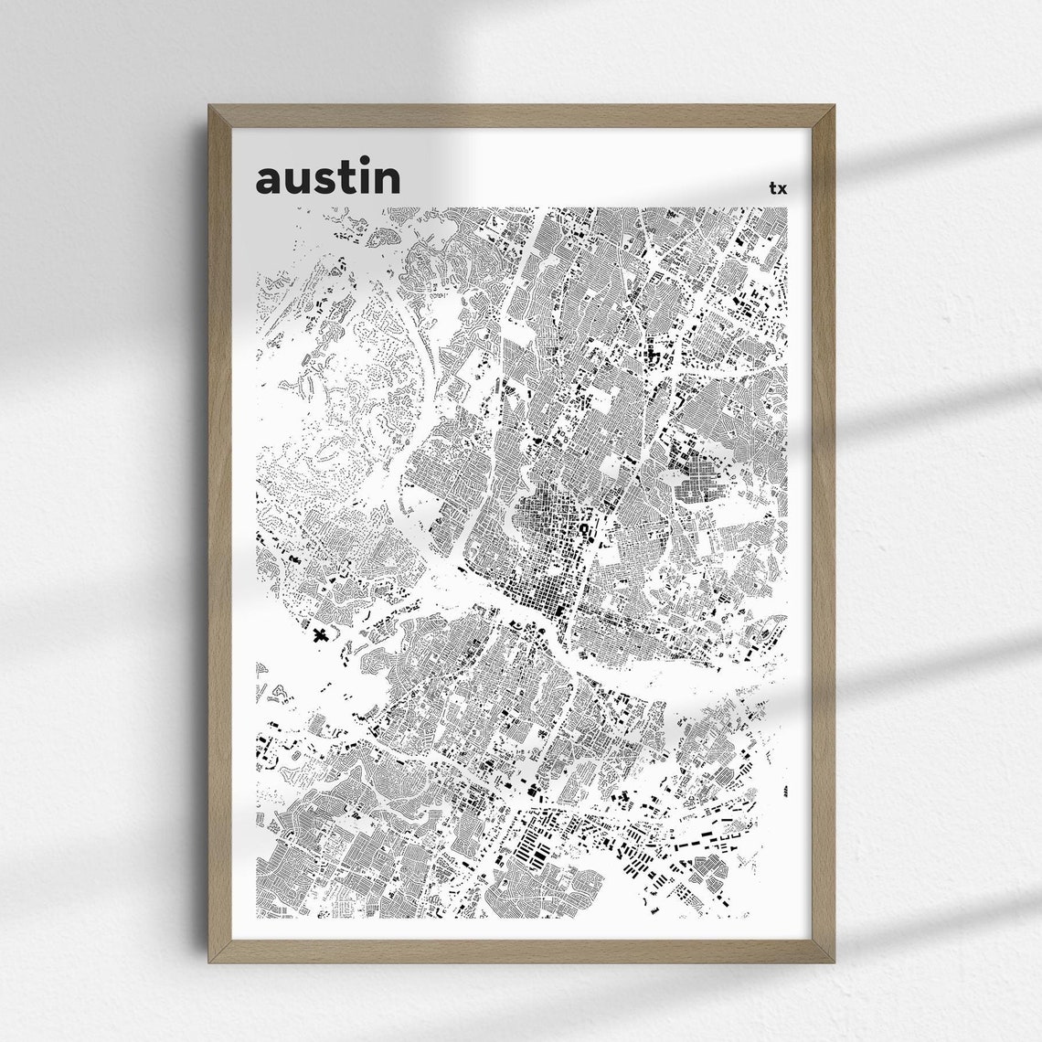 Austin Map Print Texas Usa Street City Retro Instant