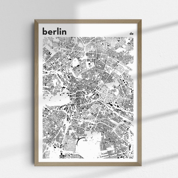 Berlin City Map Wall Art Stadtplan Germany Home Decor Street Deutschland Gift For Him Print