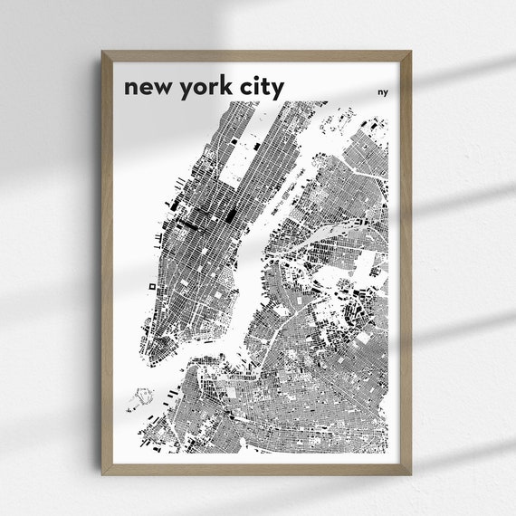 New York City Map Print Minimalist Wall Art Home Decor Office Instant