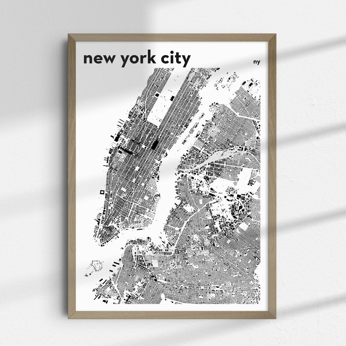 New York City Map Print Minimalist Wall Art Home Decor Office Instant