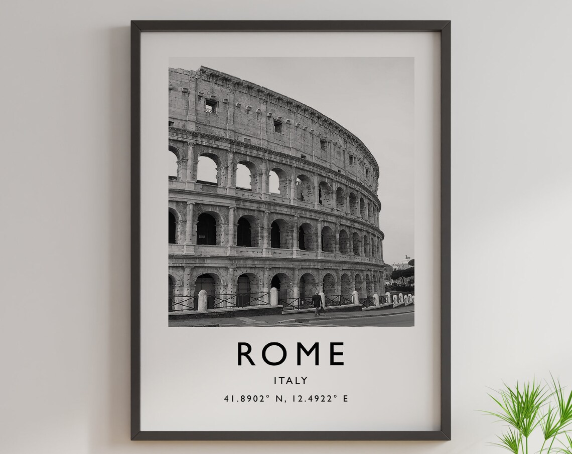 Rome Colosseum Black and White Travel Poster