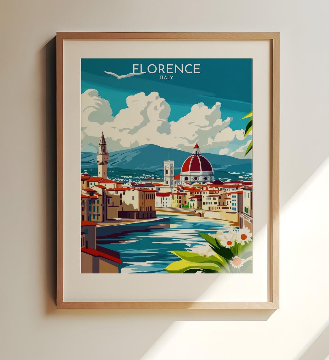 Florence Italy Duomo Cathedral Arno River Skyline Travel Poster