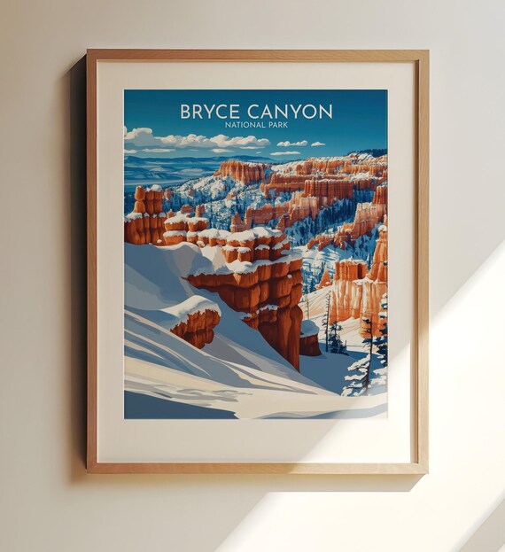 Bryce Canyon National Park Winter Snow Red Rock Travel Poster