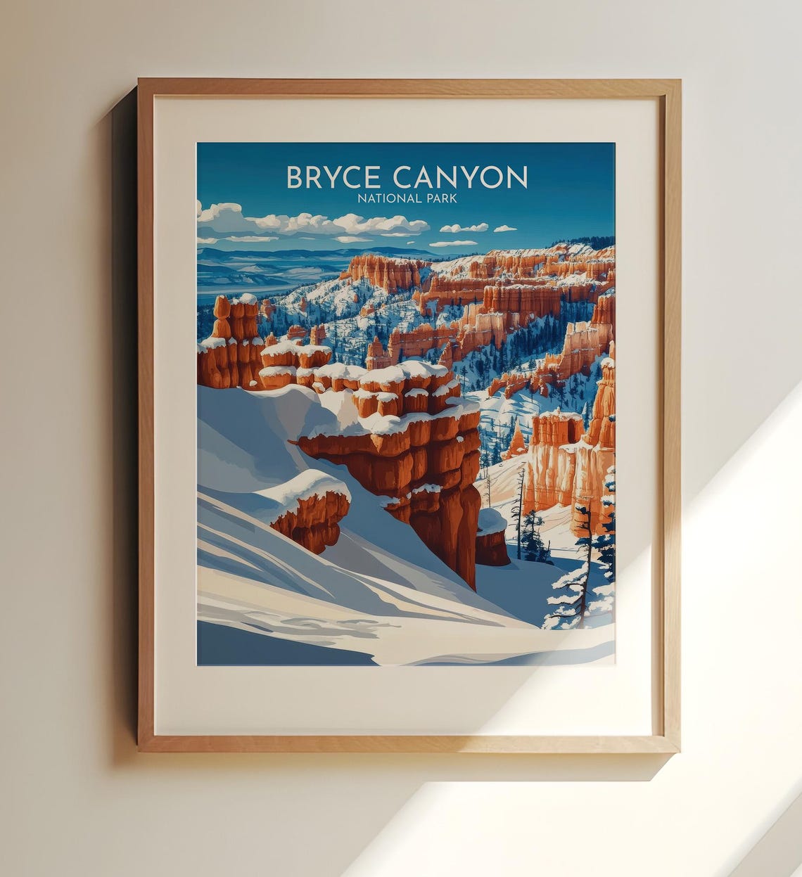 Bryce Canyon National Park Winter Snow Red Rock Travel Poster