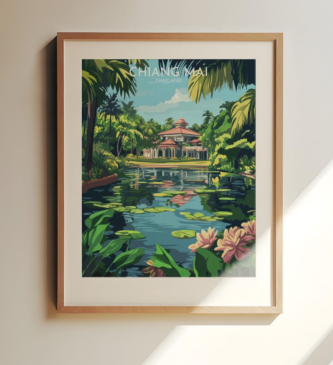 Chiang Mai Thailand Art Poster Travel Serene Botanical Garden In