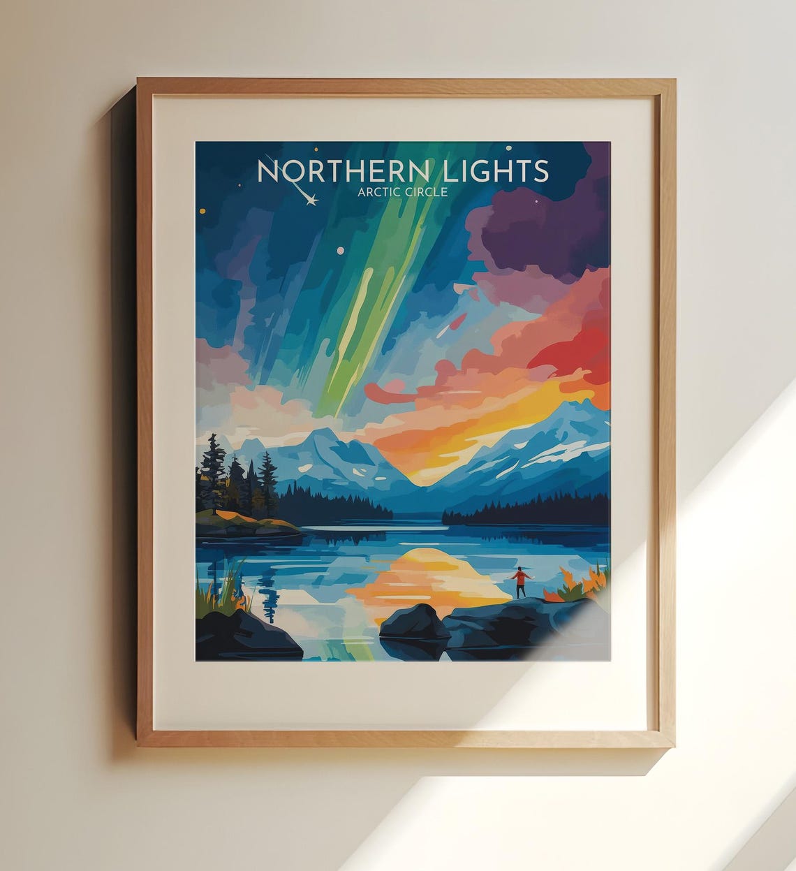 Northern Lights Arctic Circle Aurora Over Mirror Lake Poster
