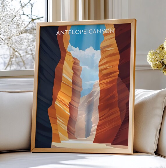 Antelope Canyon Usa Travel Poster Art Beautiful Red Rock Formations