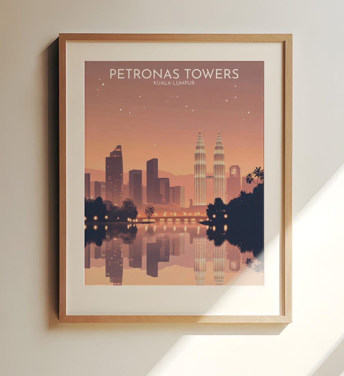 Petronas Towers Kuala Lumpur Dusk Skyline Travel City Art Poster