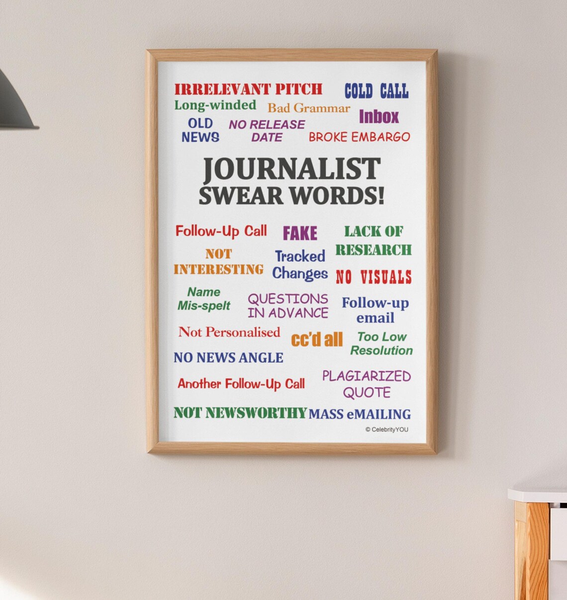Journalist Swear Words Colorful Newsroom Pet Peeves Office Poster - Image 3
