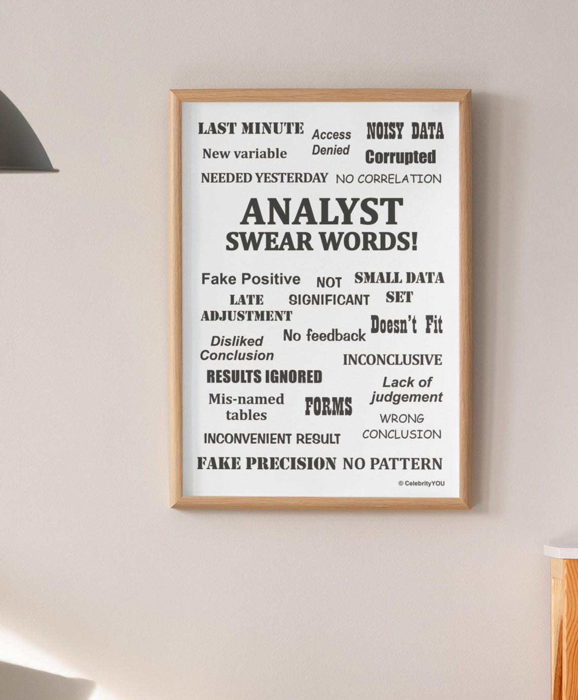 Analyst Swear Words Funny Black and White Analyst Office Poster - Image 3